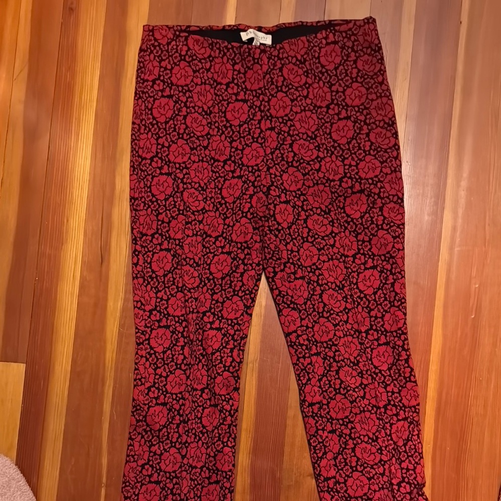 Red and Black Floral Patterned Pants